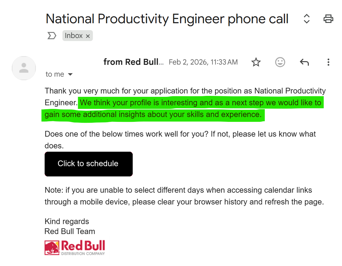 Red Bull interview request